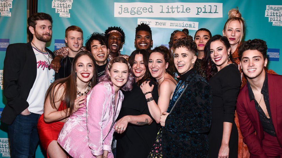 Alanis Morissette with the cast of Jagged Little Pill