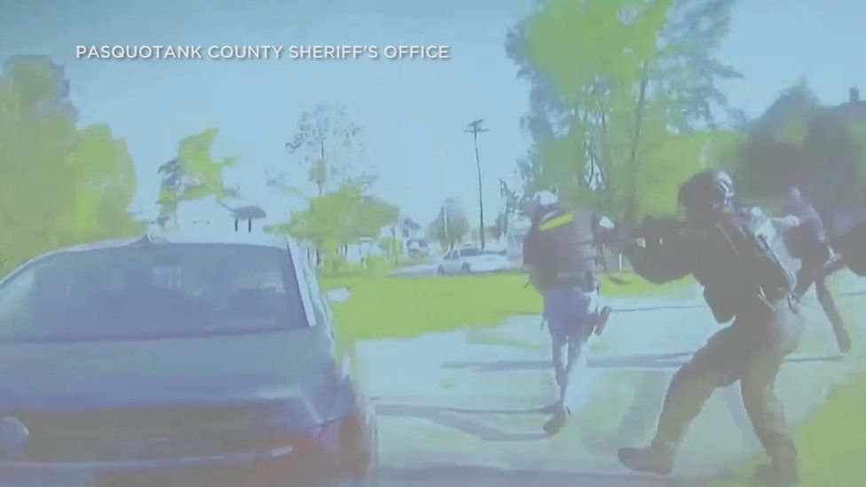 Still from police video footage of the shooting dead of Andrew Brown in North Carolina