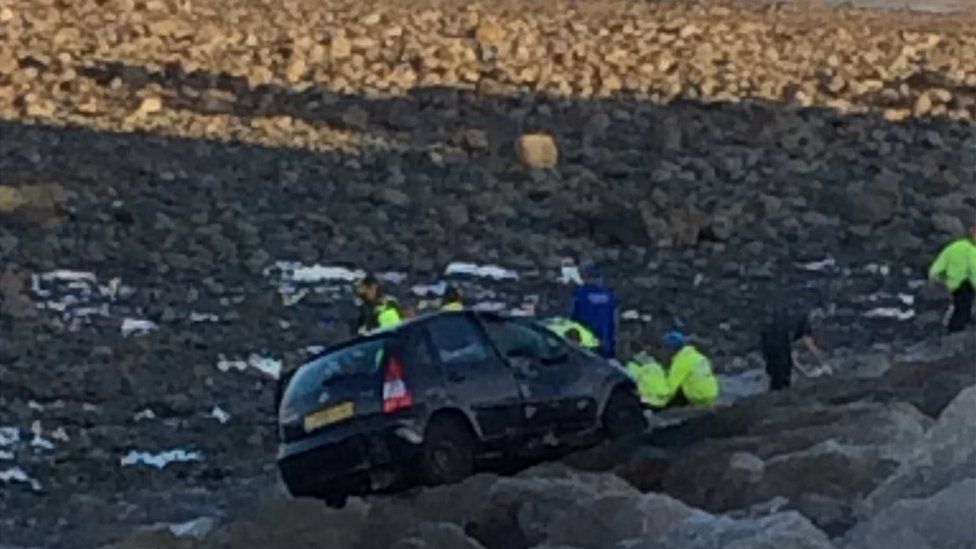 Three still in hospital after RhosonSea beach rocks crash BBC News