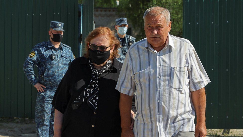 Parents of Russian opposition politician Alexei Navalny, Anatoly and Lyudmila, leave after an external hearing of the Moscow City Court in a new criminal case against their son on numerous charges, including the creation of an extremist organization, at the IK-6 penal colony in the Vladimir region, Russia, June 19, 2023.