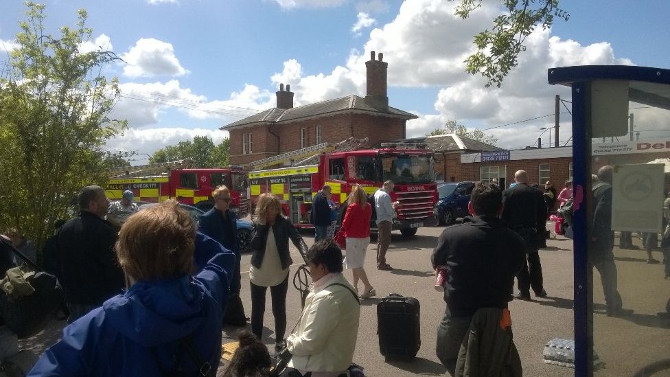 Fire crews at Welwyn North station