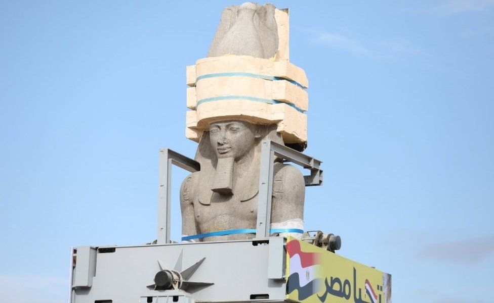 The Statue of King Ramses II is seen on the way to the Grand Egyptian Museum in Cairo, Egypt January 25, 2018.