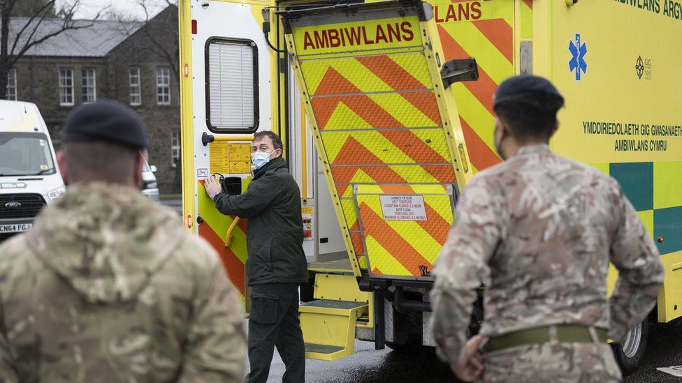 Soldiers training to drive ambulances during the Covid pandemic