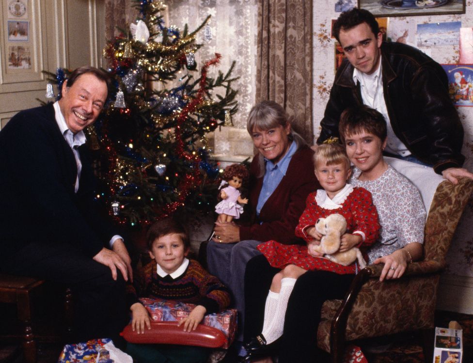 The Fowler family celebrating Christmas in 1990
