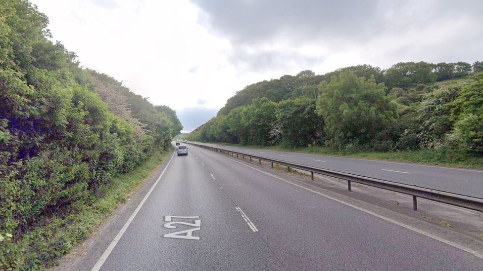 The eastbound carriageway on the A27 by Lewes