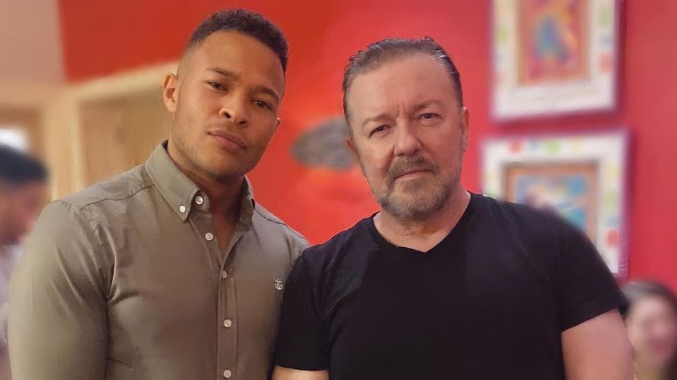 Cole with Ricky Gervais