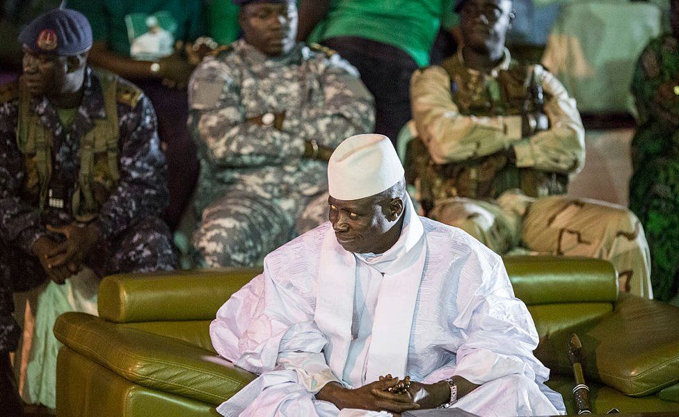 Yahya Jammeh pictured in November 2016, the month before he lost elections