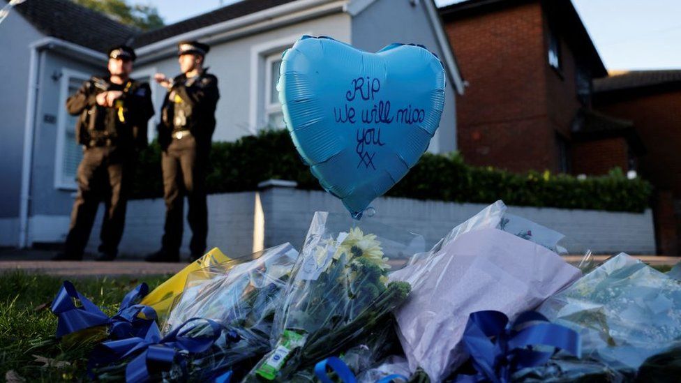 Floral tributes have been left at the scene of the stabbing