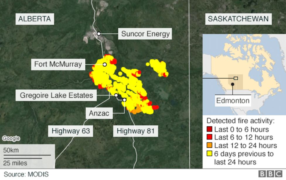 Canada wildfire Alberta blaze threatens neighbouring province BBC News