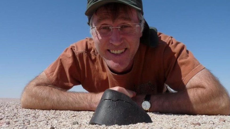 Graham Ensor with a piece of meteorite