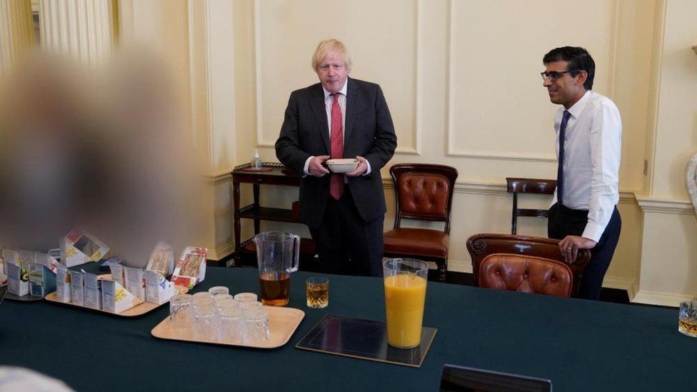 Rishi Sunak attending a gathering in the Cabinet Room at No 10 to mark Boris Johnson's birthday