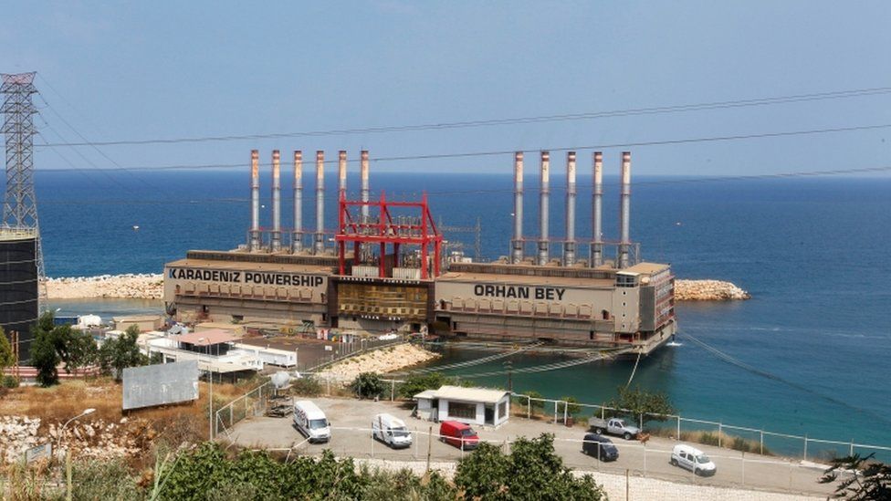 An electricity-generating ship off Lebanon, 2017