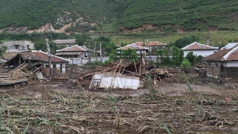 Damaged caused by flooding in North Hamyong province, North Korea (7 Sept 2016)