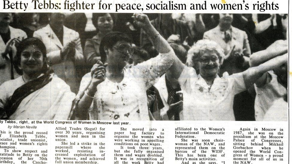 Ms Tebbs at the World Congress of Women in Moscow in 1987