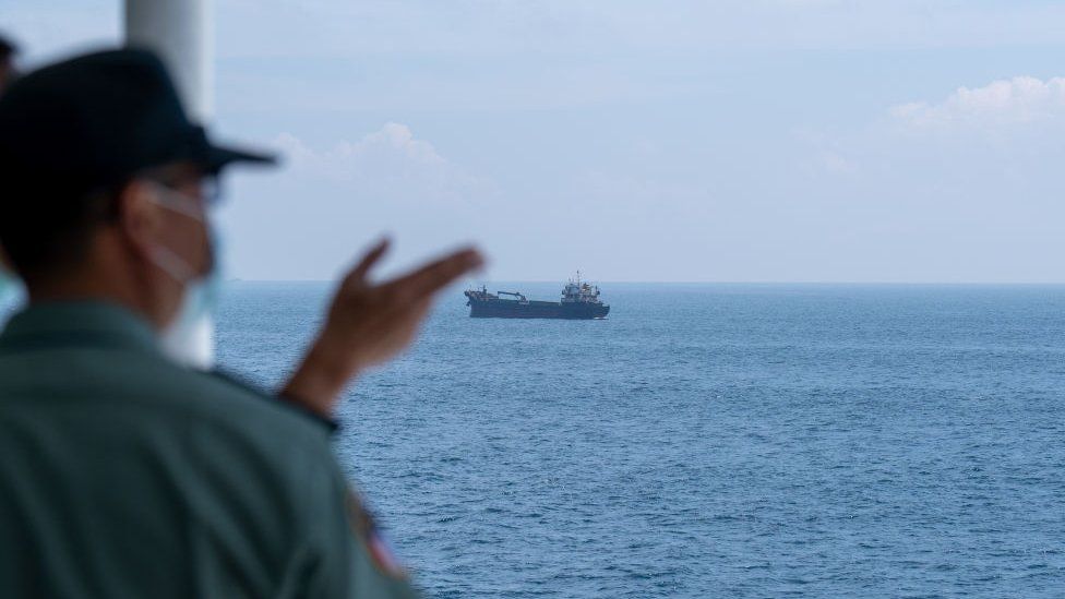 MATSU, TAIWAN - AUGUST 30: Chinese send dredger boat seen from the ferry between Nangan and Dongyin, Matsu archipelago Taiwan, August 30, 2022. (Photo by Walid Berrazeg/Anadolu Agency via Getty Images)