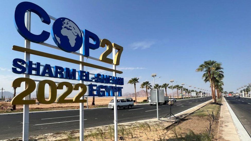 COP27 sign in Sharm El-Sheikh