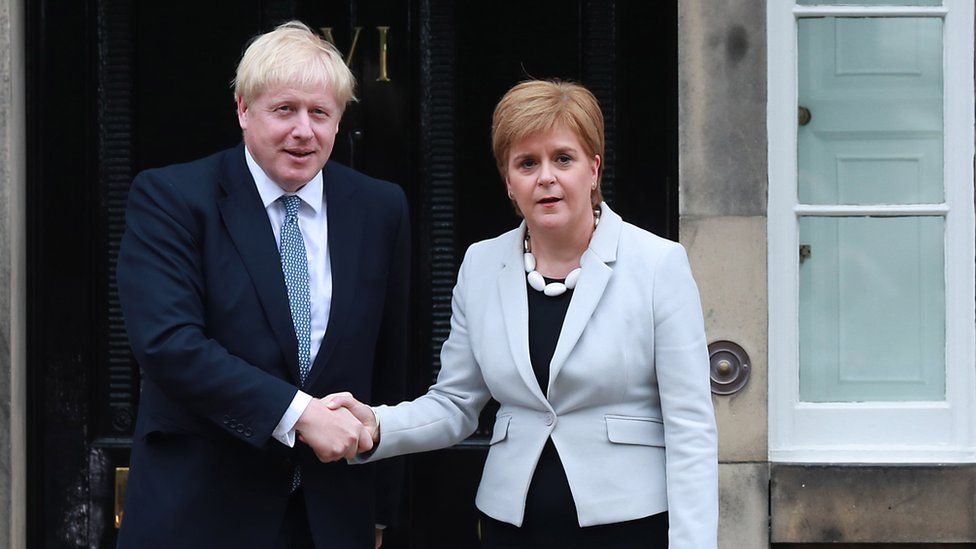 Boris Johnson meets Nicola Sturgeon in 2019