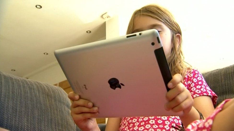 Girl using iPad