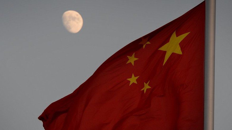 Moon and Chinese flag