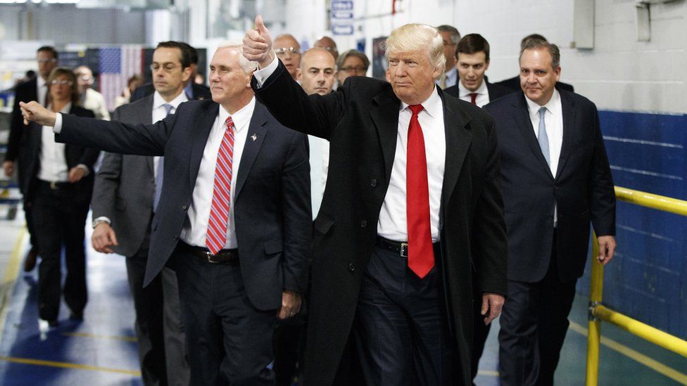 Trump and Pence at Carrier plant