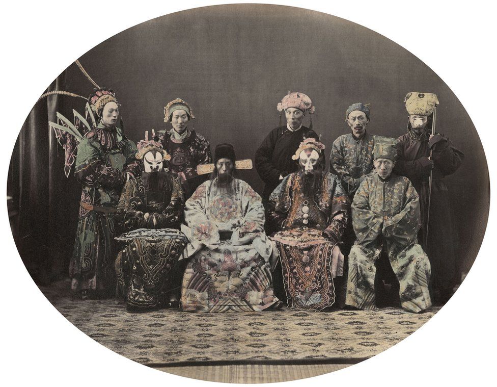 William Saunders, Actors, 1860s-1870s. Hand-tinted albumen silver print. No. 36 in Sketches of Chinese Life and Character series