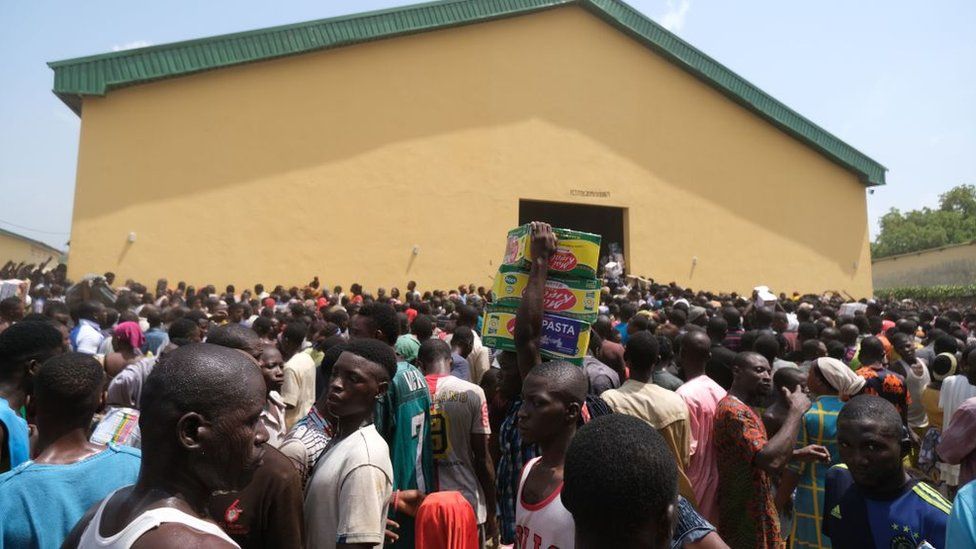 People at a warehouse in Nigeria