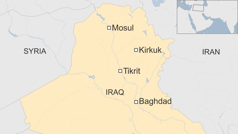 Map of Iraq showing location of Tikrit