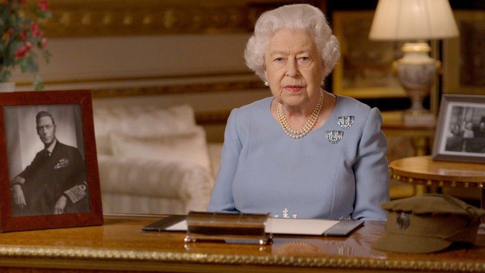 The Queen making her address on the 75th anniversary of VE Day