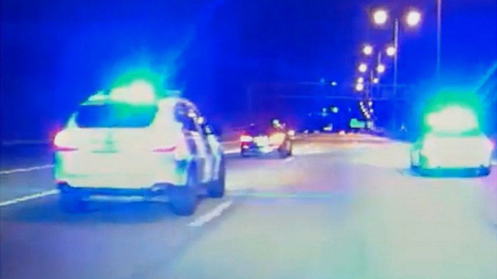 Sussex police have released video of the moment Mohammed Ahmed led police on a high-speed chase.