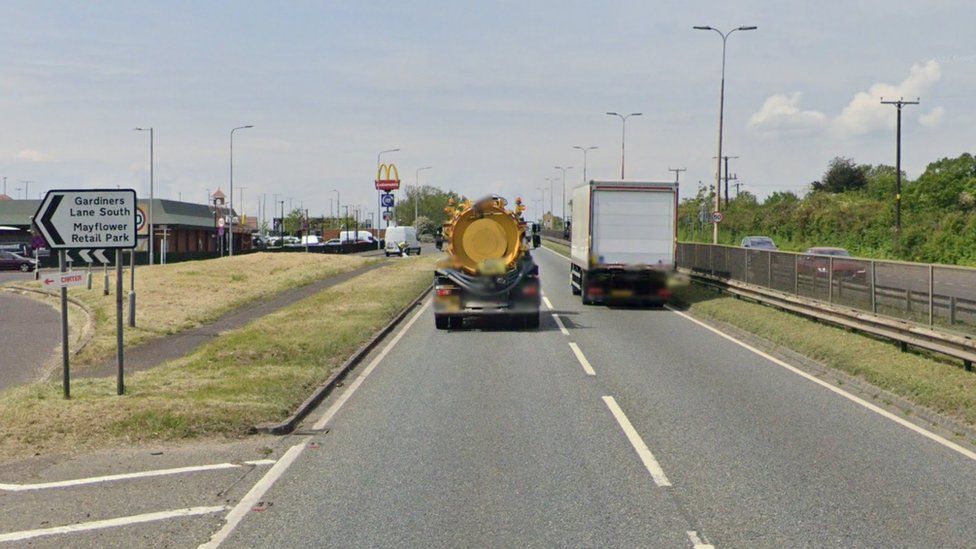 The A127 near Mayflower Retail Park in Basildon