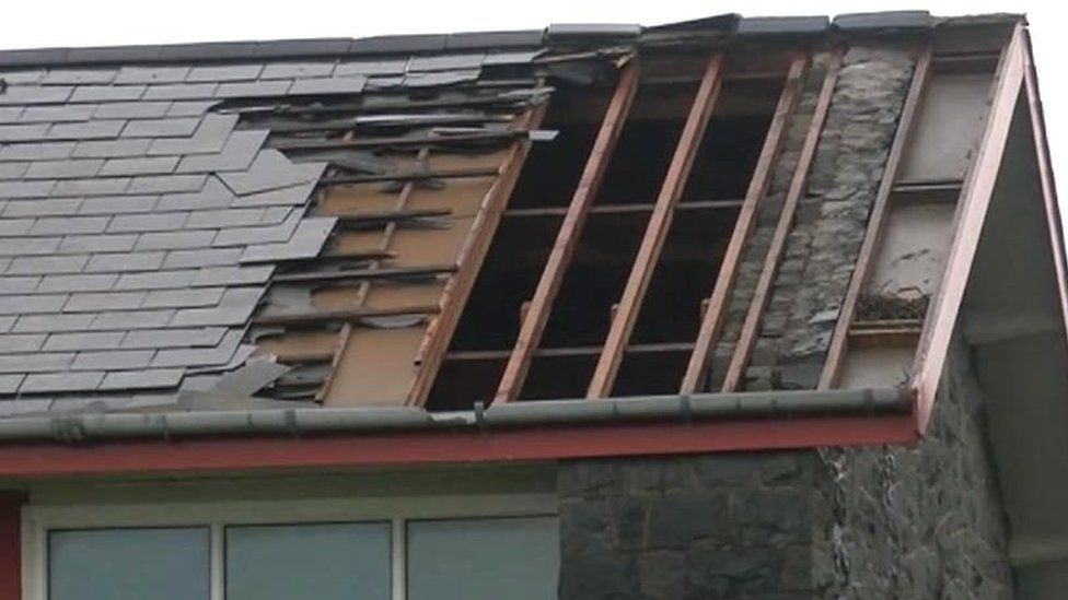 Storm Emma damage at Ysgol Ardudwy in March 2018