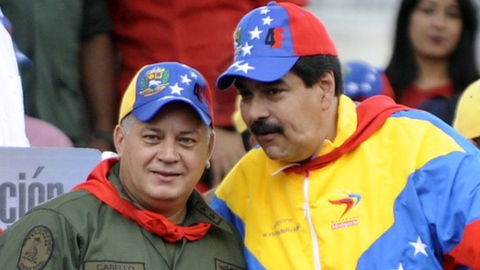 Nicolas Maduro and Diosdado Cabello wave in Caracas on 4 February, 2013