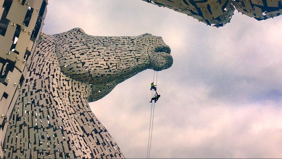 Rope Access Technicians on The Kelpies