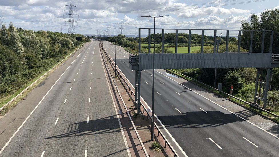 The usually busy M4 motorway is empty