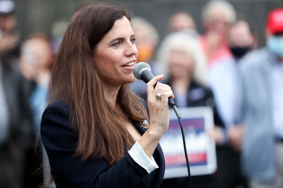 Nancy Mace speaks to a crowd on October 31, 2020 in Charleston, South Carolina