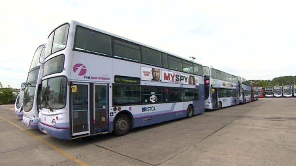 First Bus fleet near Bristol.