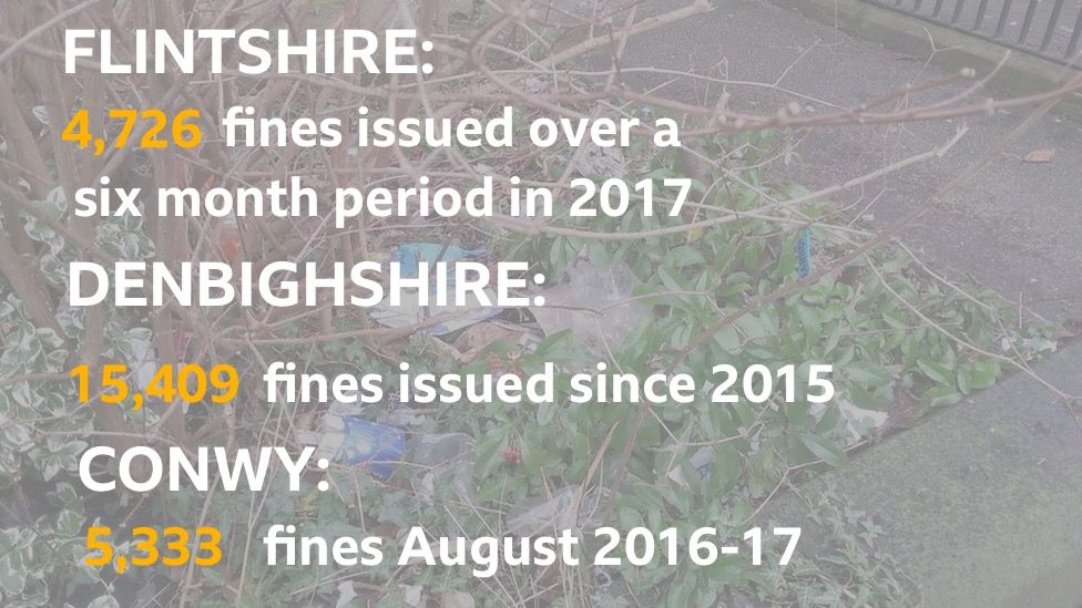 Graphic showing numbers of fines issued for Flintshire, Conwy and Denbighshire