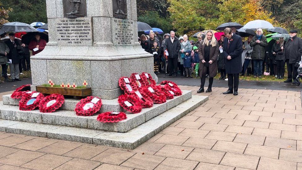 Wreaths were laid at Mountain Ash war memorial for Remembrance Sunday