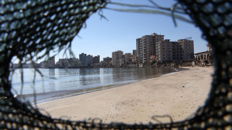 Destroyed and deserted hotels are seen in an area used by the Turkish military, in the Turkish occupied area, in the abandoned coastal city of Varosha in Famagusta, Cyprus