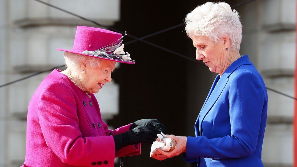 The Queen and Louise Martin, the President of the Commonwealth Games Federation