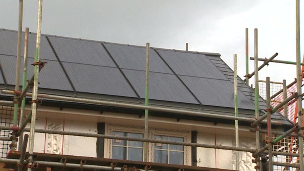 solar panels on roof