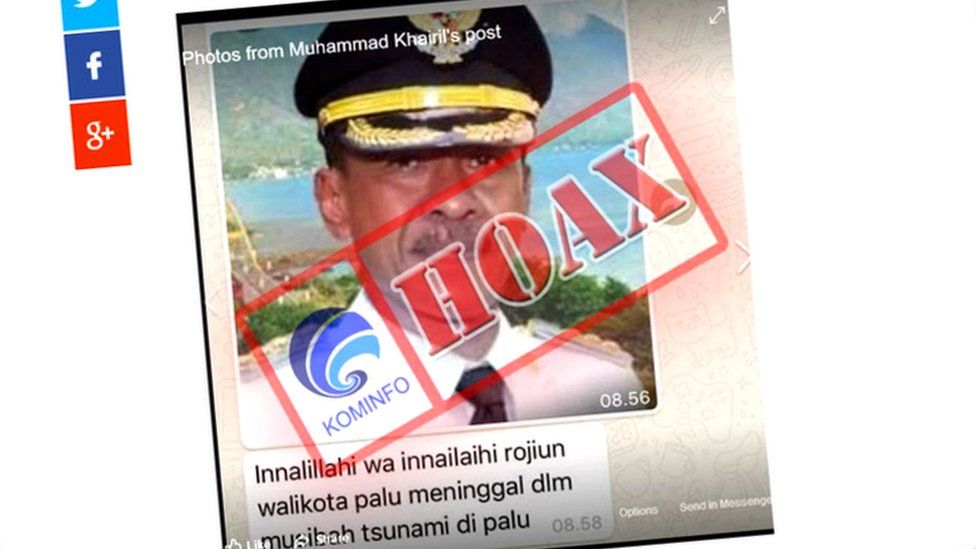 Indonesian government press statement denying Palu's mayor had been killed