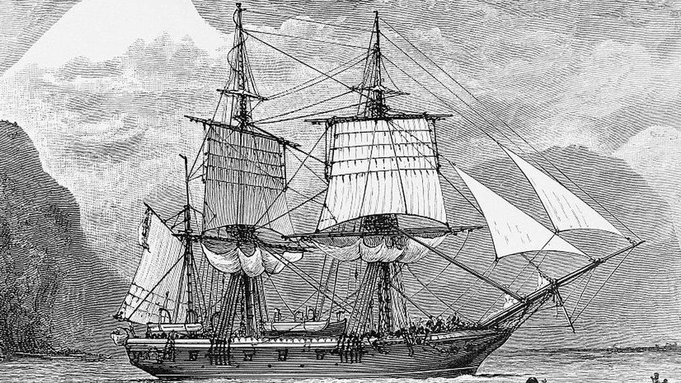 An artist's illustration of HMS Beagle