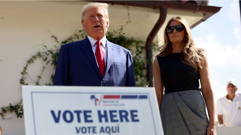 Donald Trump speaks after voting in the 2022 midterm elections