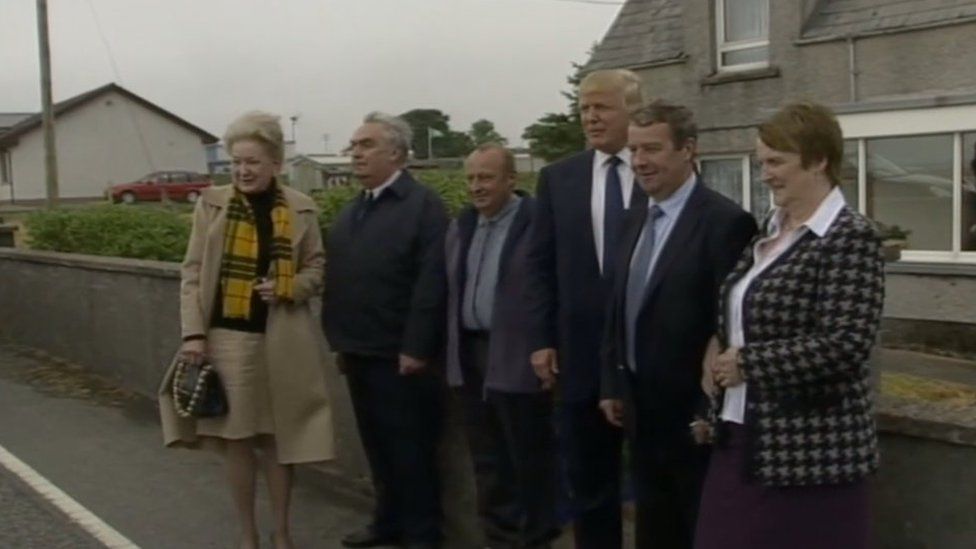Donald Trump and his sister Maryanne (left) on their visit to Tong