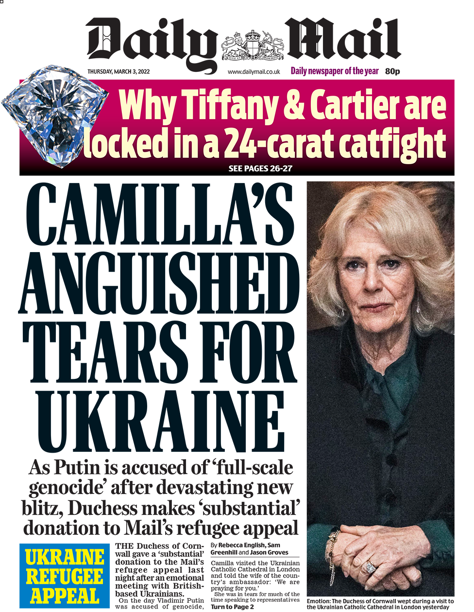 Первая страница Daily Mail 03/03/22