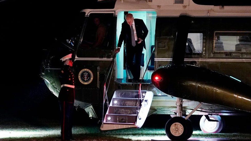 US President Biden Arrives on the South Lawn in Washington DC