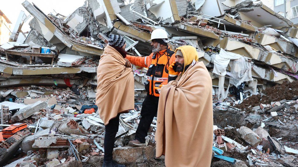Israeli rescue team member works on the site of a collapsed building in Kahramanmaras, Turkey