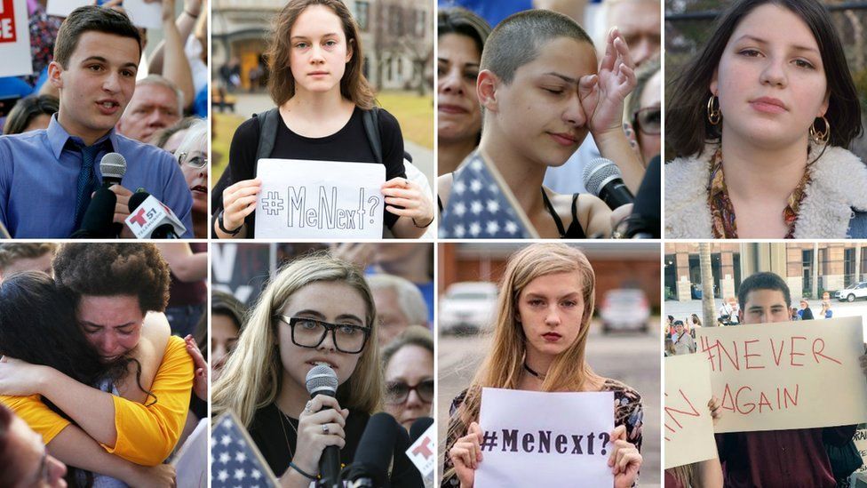 Collage of advocates and Parkland survivors in a collage image