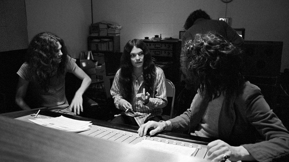 Lynyrd Skynyrd in the studio recording their first album